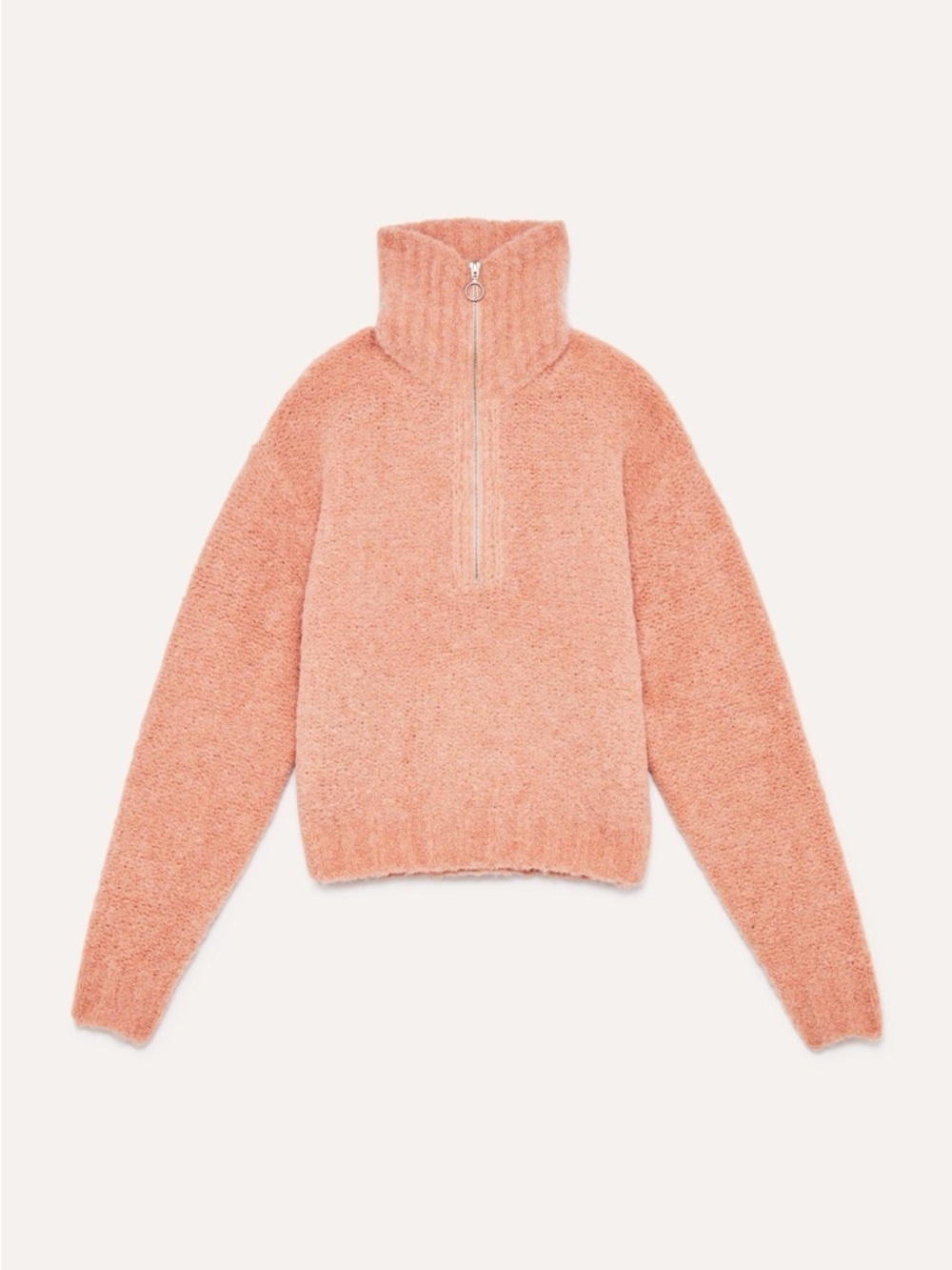 Aritzia Wilfred Free Gwyneth Cropped Quarter-Zip Sweater in Peach
